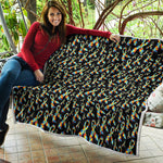Autism Awareness Ribbon Pattern Print Quilt