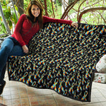 Autism Awareness Ribbon Pattern Print Quilt