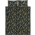 Autism Awareness Ribbon Pattern Print Quilt Bed Set