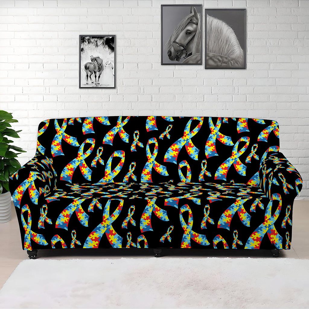 Autism Awareness Ribbon Pattern Print Sofa Cover