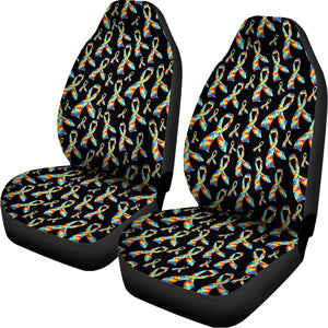 Autism Awareness Ribbon Pattern Print Universal Fit Car Seat Covers