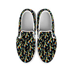 Autism Awareness Ribbon Pattern Print White Slip On Shoes