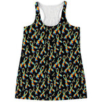Autism Awareness Ribbon Pattern Print Women's Racerback Tank Top