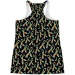 Autism Awareness Ribbon Pattern Print Women's Racerback Tank Top