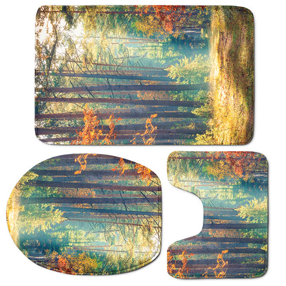 Autumn Forest Print 3 Piece Bath Mat Set