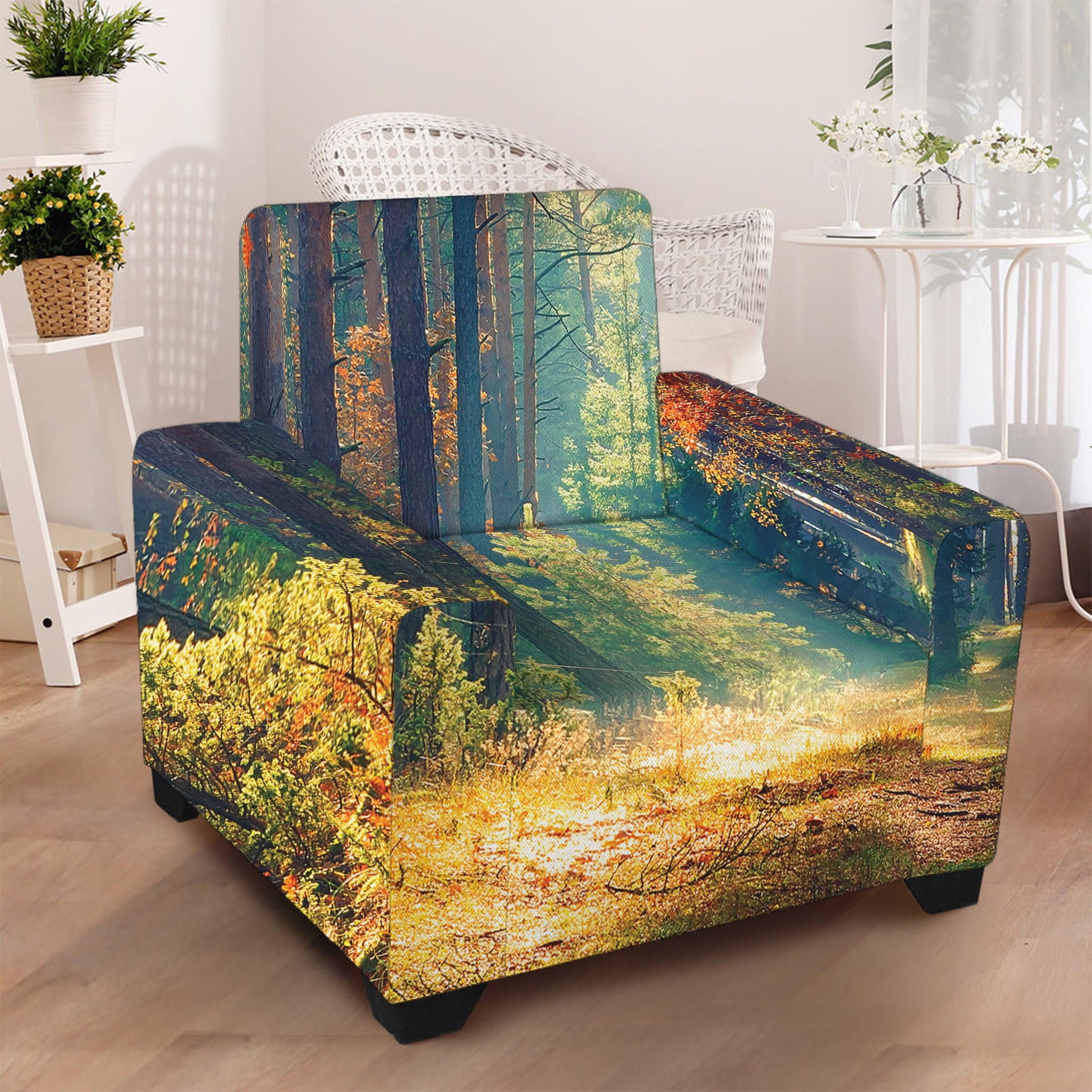 Autumn Forest Print Armchair Slipcover