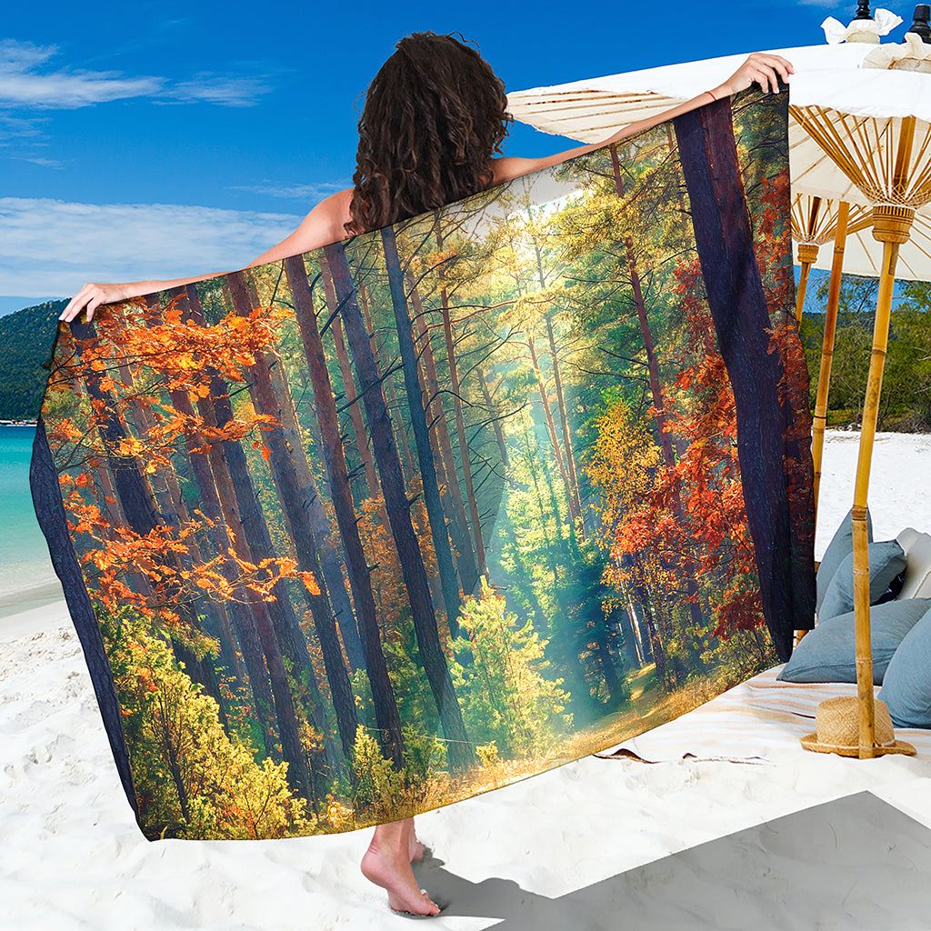 Autumn Forest Print Beach Sarong Wrap