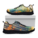 Autumn Forest Print Black Sneakers