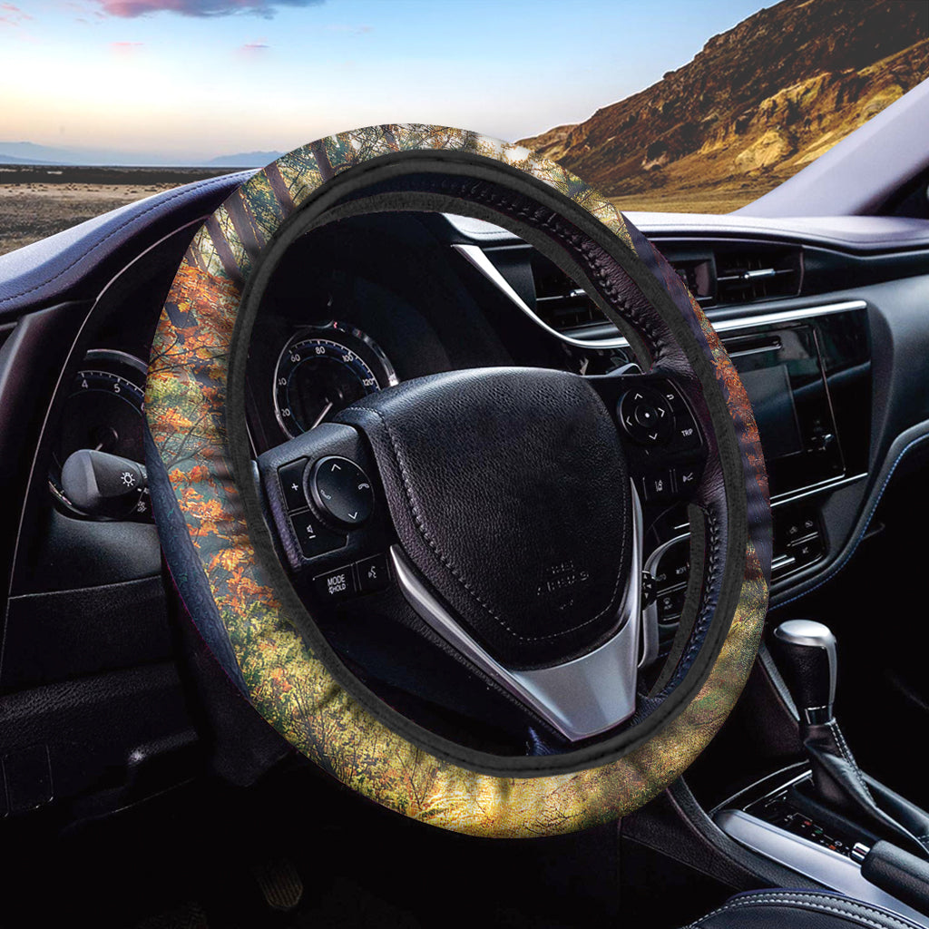 Autumn Forest Print Car Steering Wheel Cover