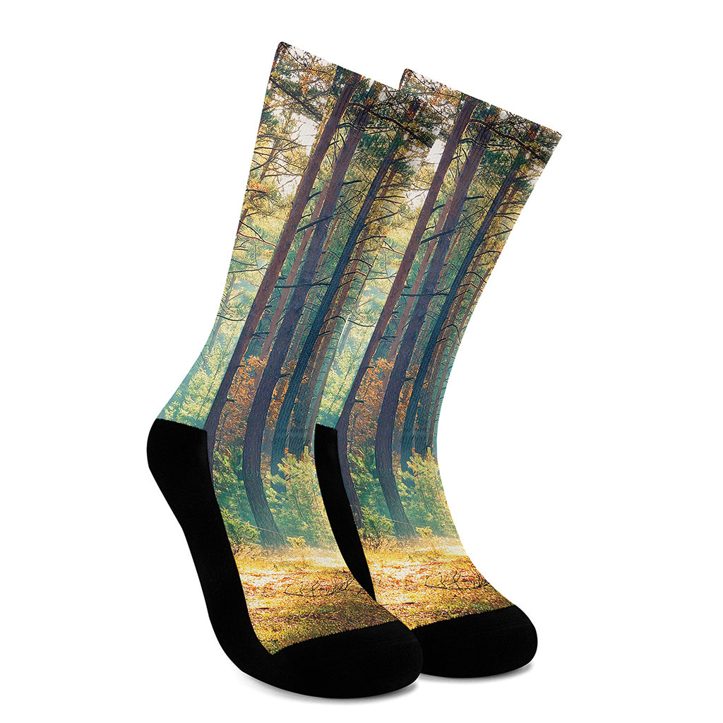 Autumn Forest Print Crew Socks