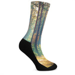 Autumn Forest Print Crew Socks