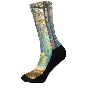 Autumn Forest Print Crew Socks