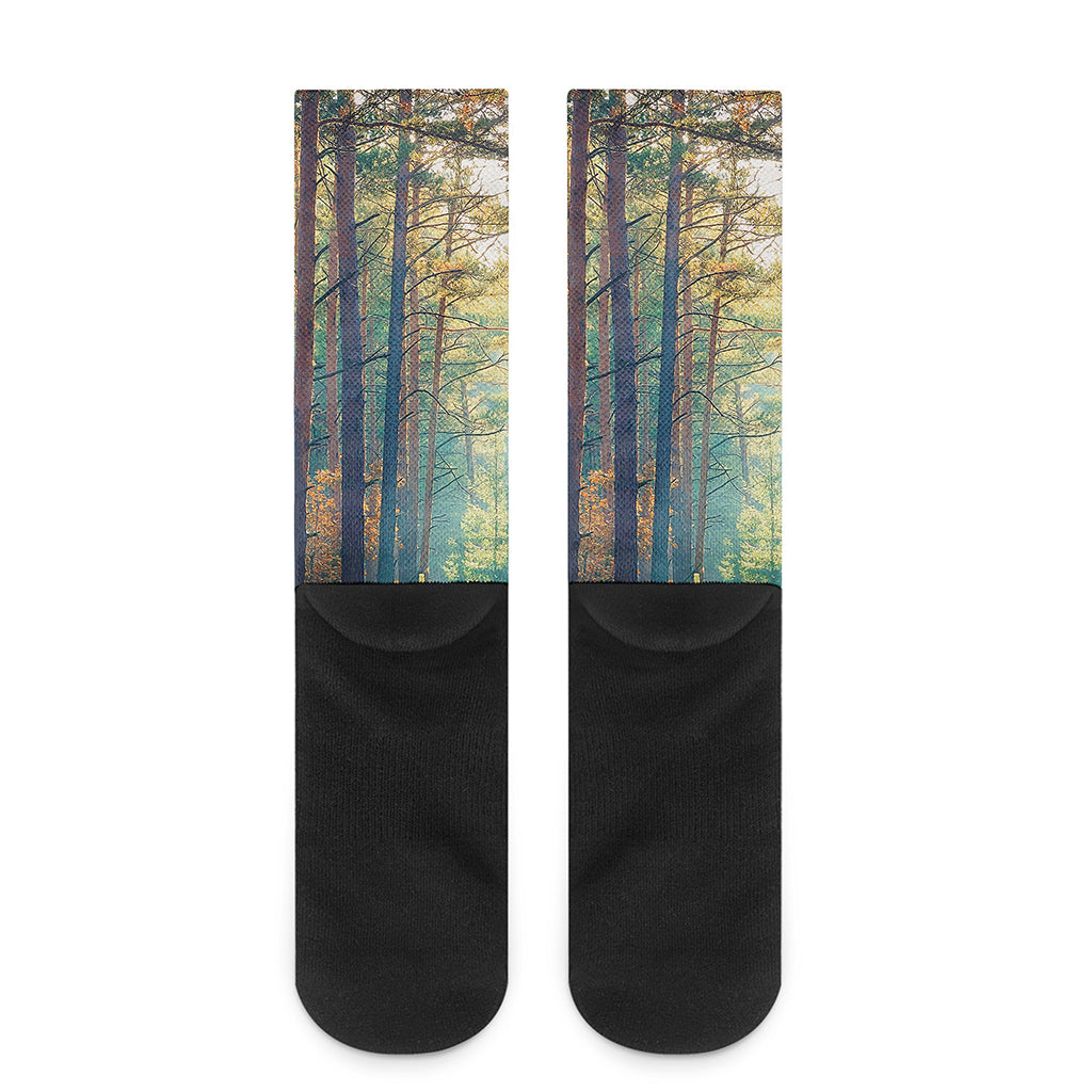 Autumn Forest Print Crew Socks