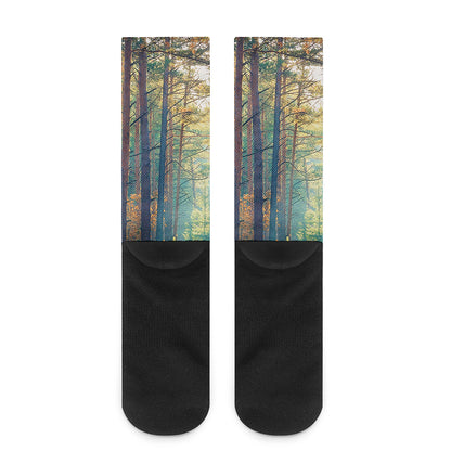 Autumn Forest Print Crew Socks