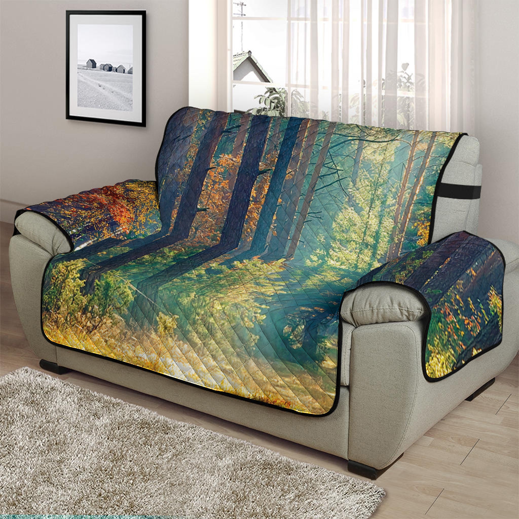 Autumn Forest Print Half Sofa Protector