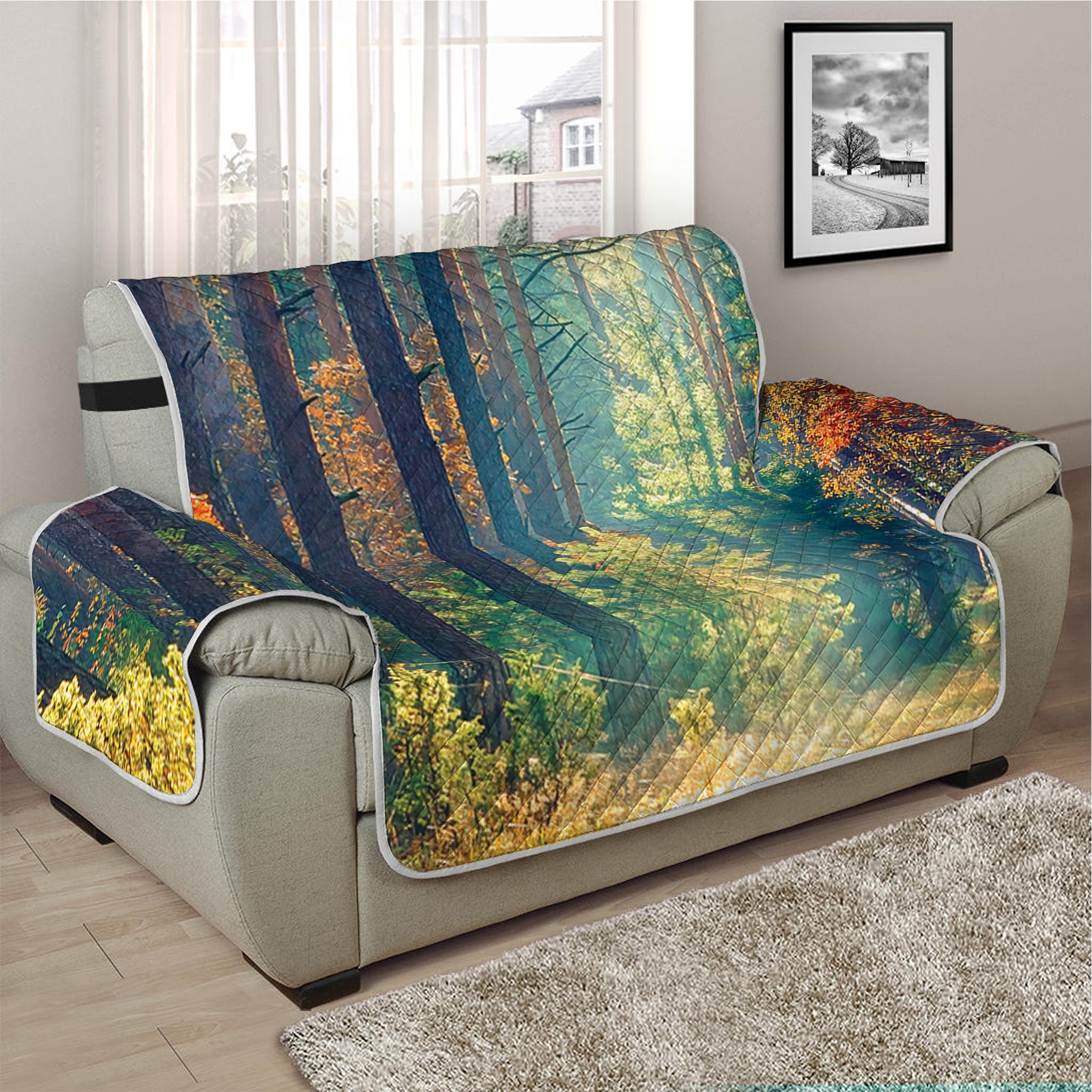 Autumn Forest Print Half Sofa Protector