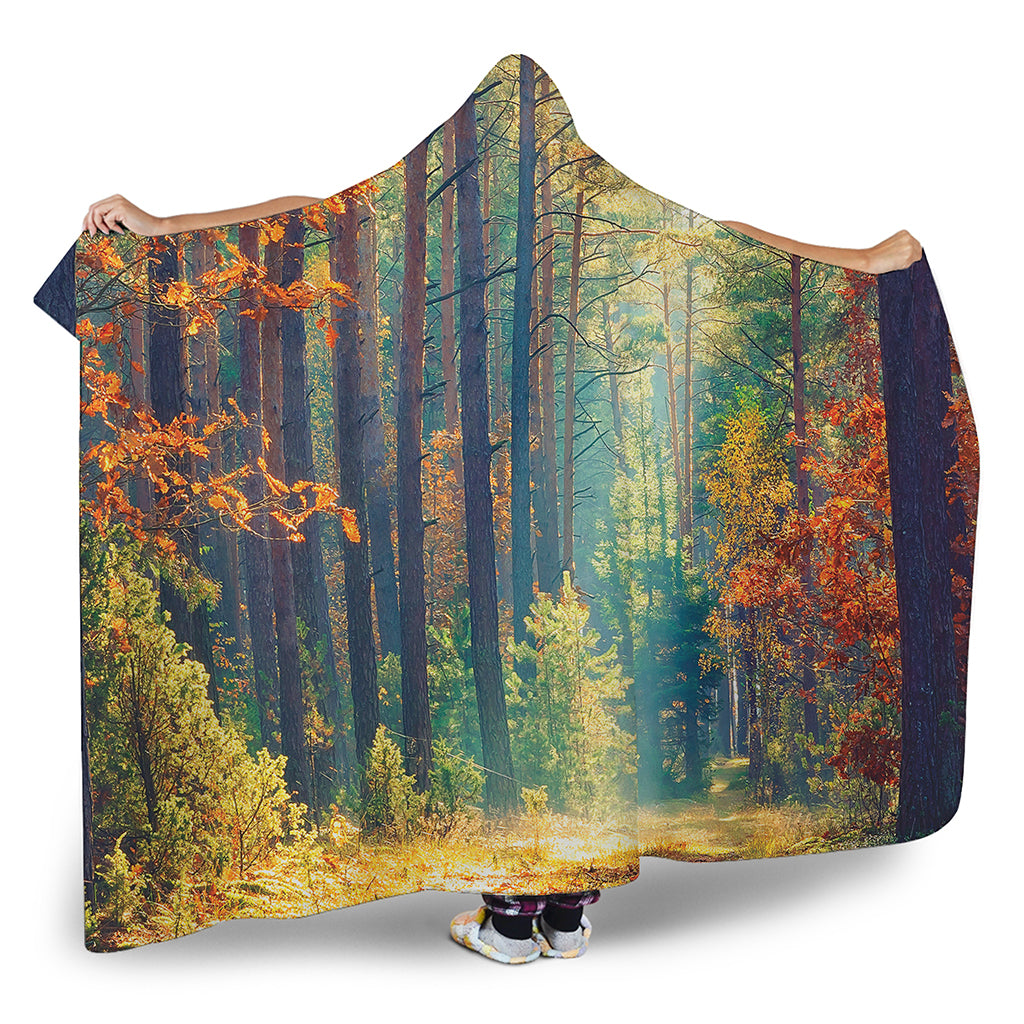 Autumn Forest Print Hooded Blanket