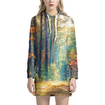 Autumn Forest Print Hoodie Dress