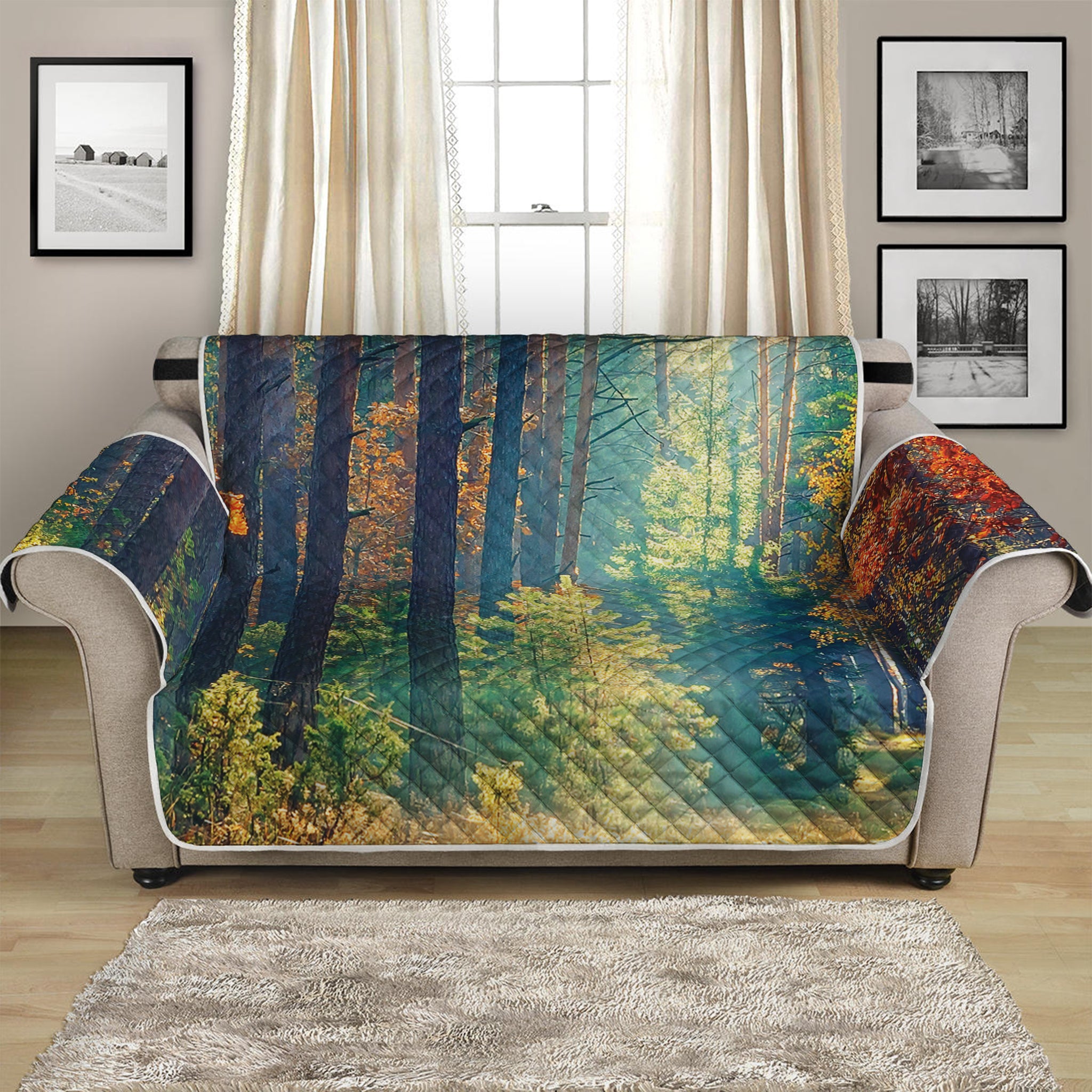 Autumn Forest Print Loveseat Protector