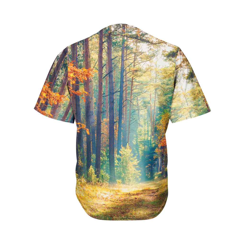 Autumn Forest Print Men's Baseball Jersey