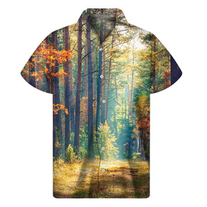 Autumn Forest Print Men's Short Sleeve Shirt