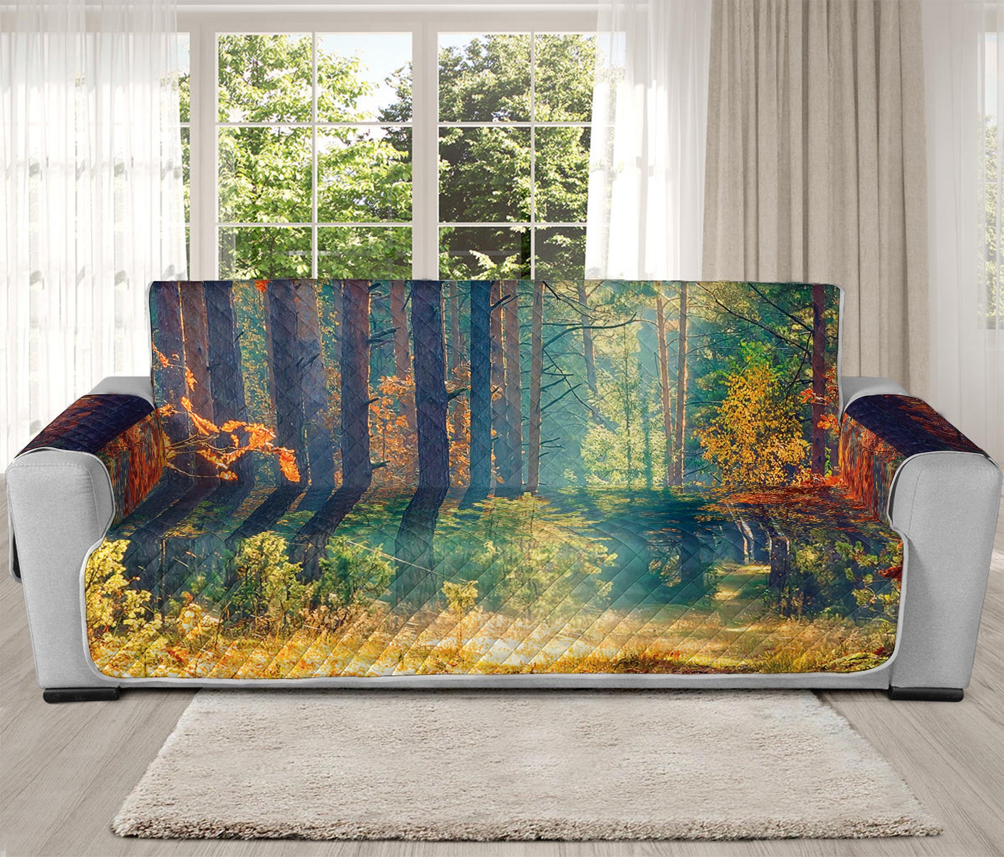 Autumn Forest Print Oversized Sofa Protector