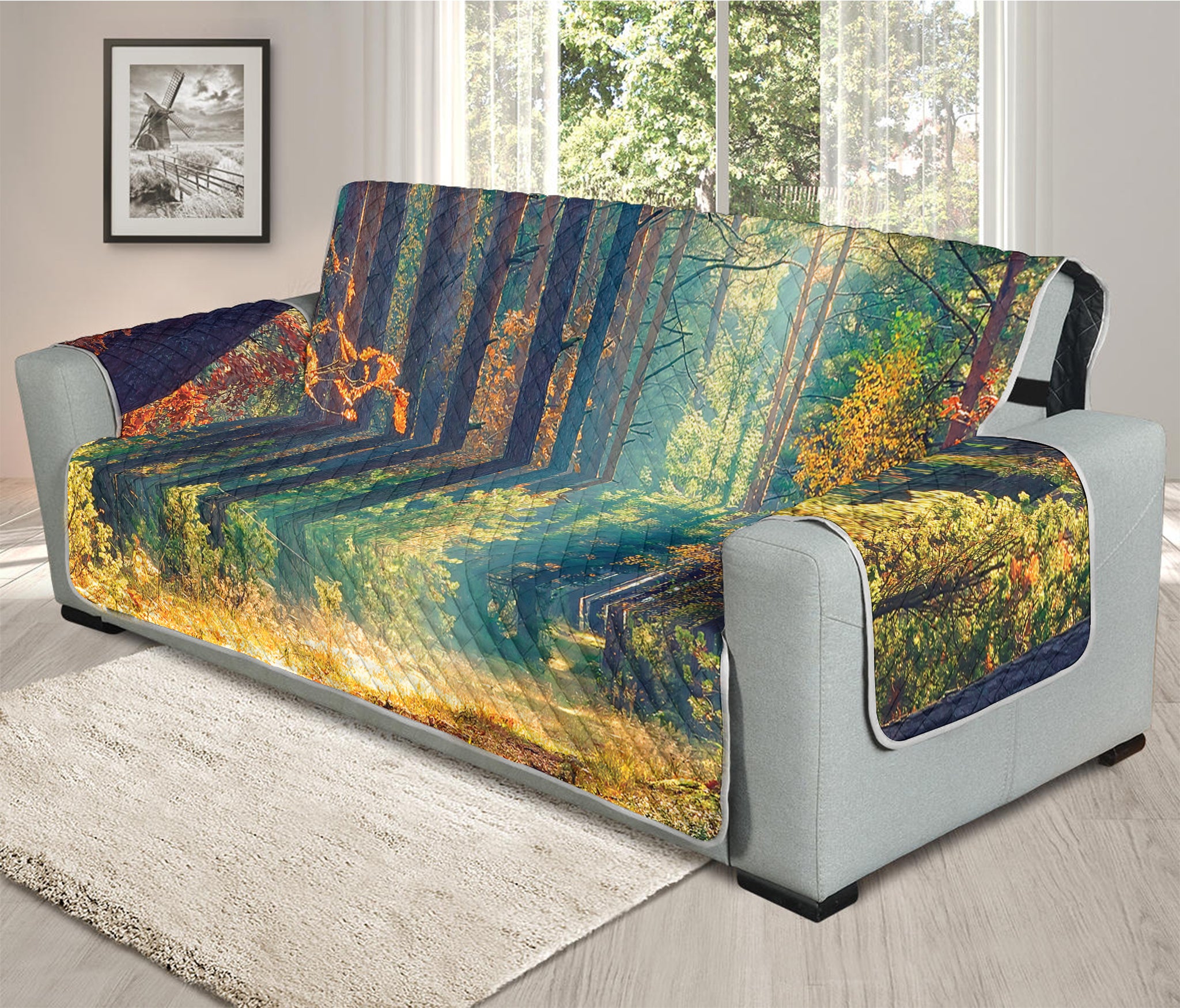 Autumn Forest Print Oversized Sofa Protector