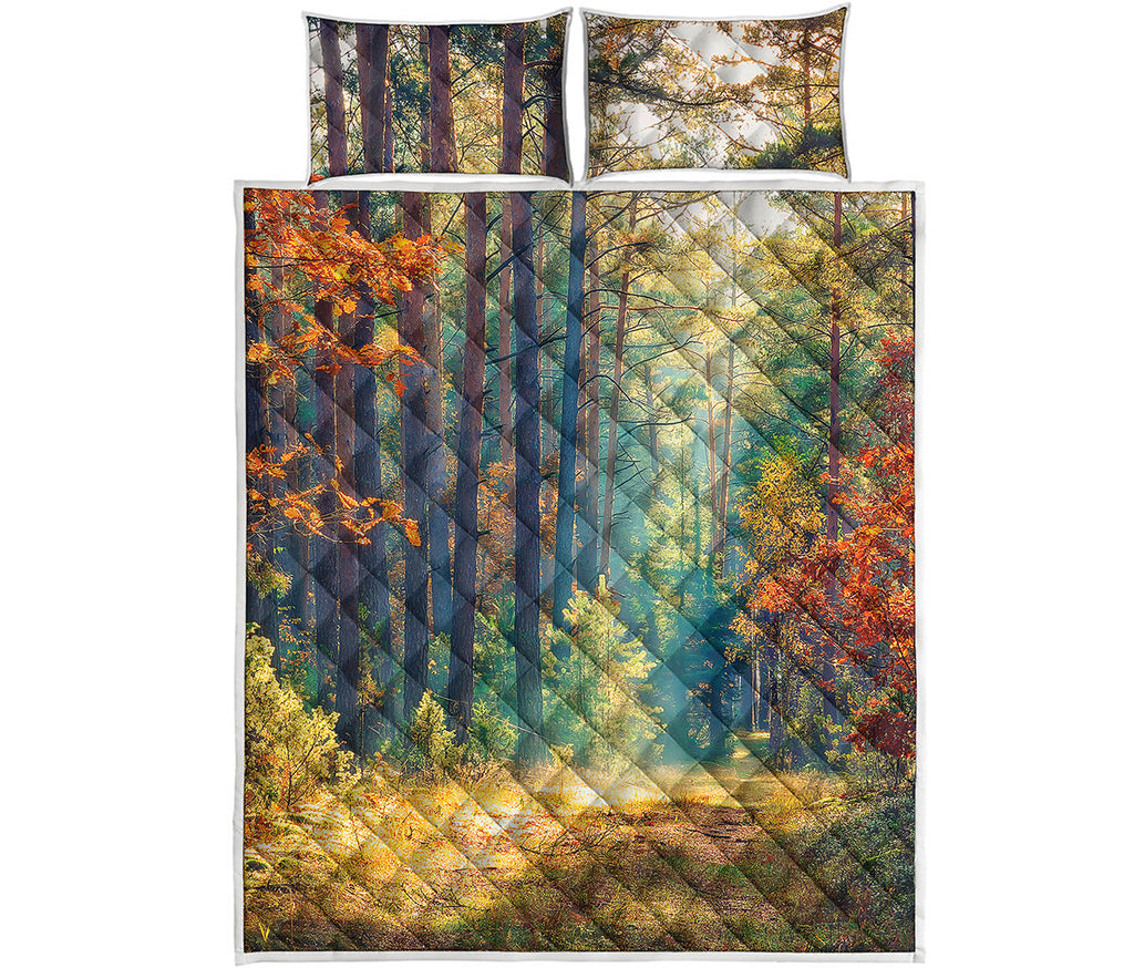 Autumn Forest Print Quilt Bed Set