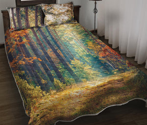 Autumn Forest Print Quilt Bed Set