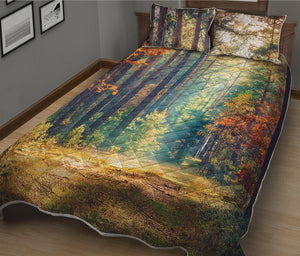 Autumn Forest Print Quilt Bed Set