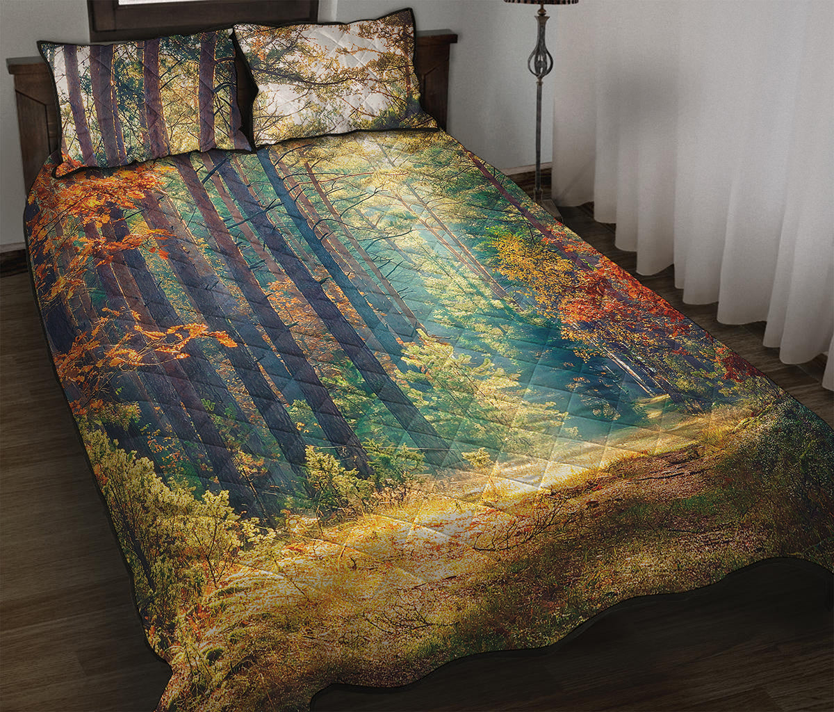 Autumn Forest Print Quilt Bed Set