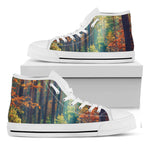 Autumn Forest Print White High Top Shoes