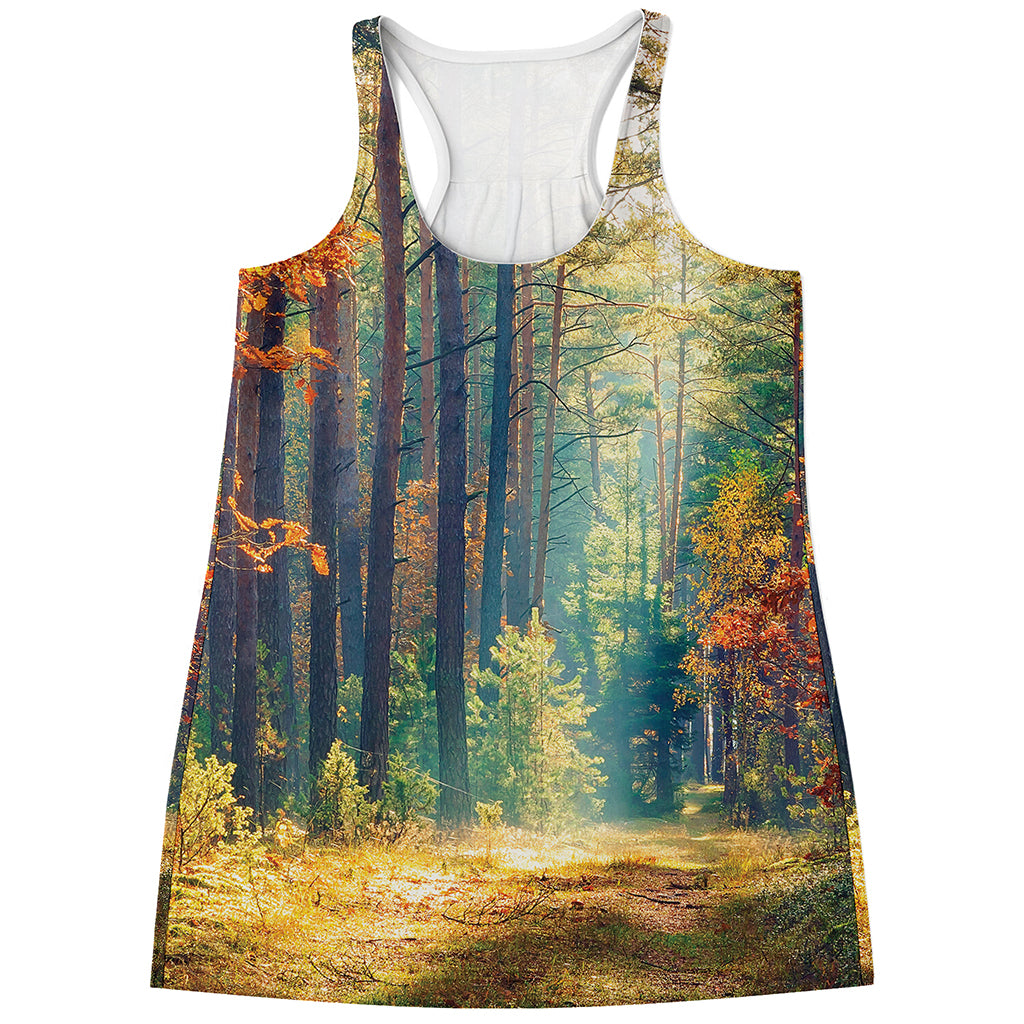 Autumn Forest Print Women's Racerback Tank Top