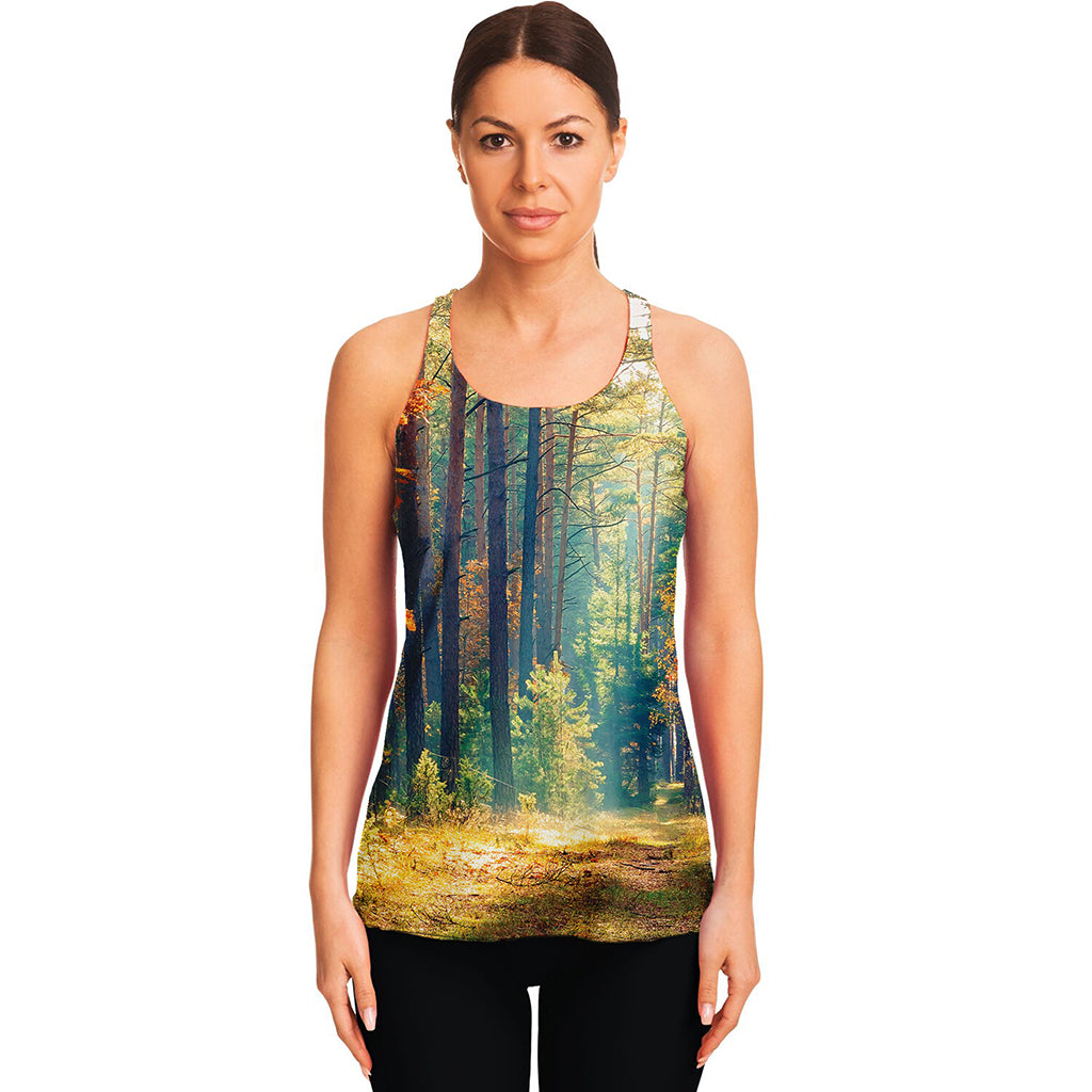 Autumn Forest Print Women's Racerback Tank Top