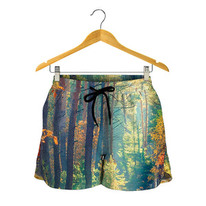 Autumn Forest Print Women's Shorts