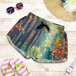 Autumn Forest Print Women's Shorts