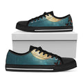 Autumn Full Moon Print Black Low Top Sneakers