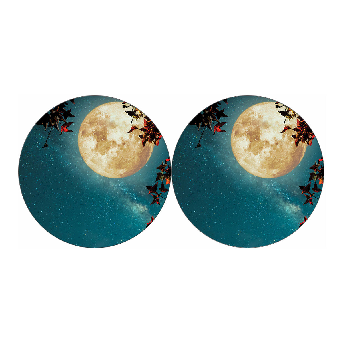 Autumn Full Moon Print Car Coasters