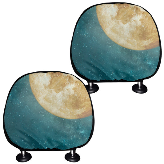 Autumn Full Moon Print Car Headrest Covers