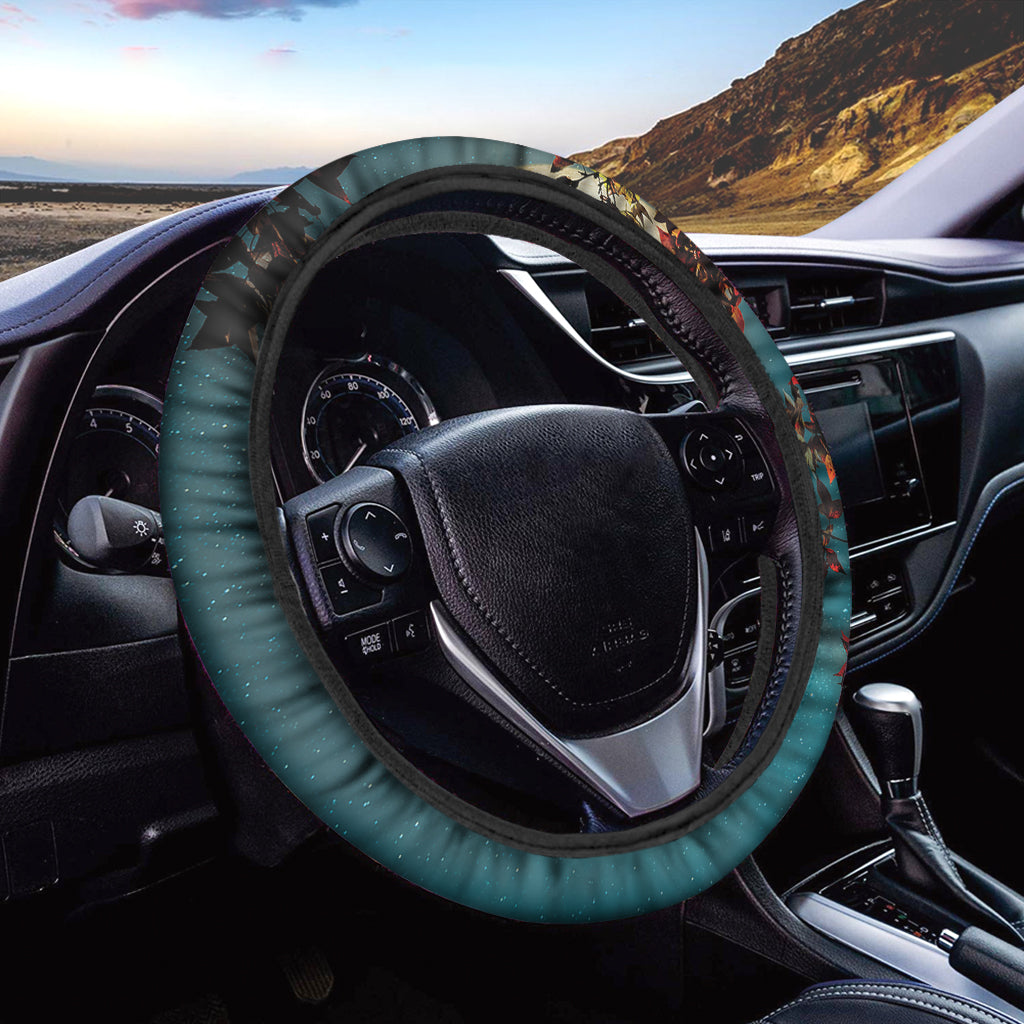 Autumn Full Moon Print Car Steering Wheel Cover