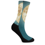 Autumn Full Moon Print Crew Socks