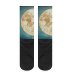 Autumn Full Moon Print Crew Socks