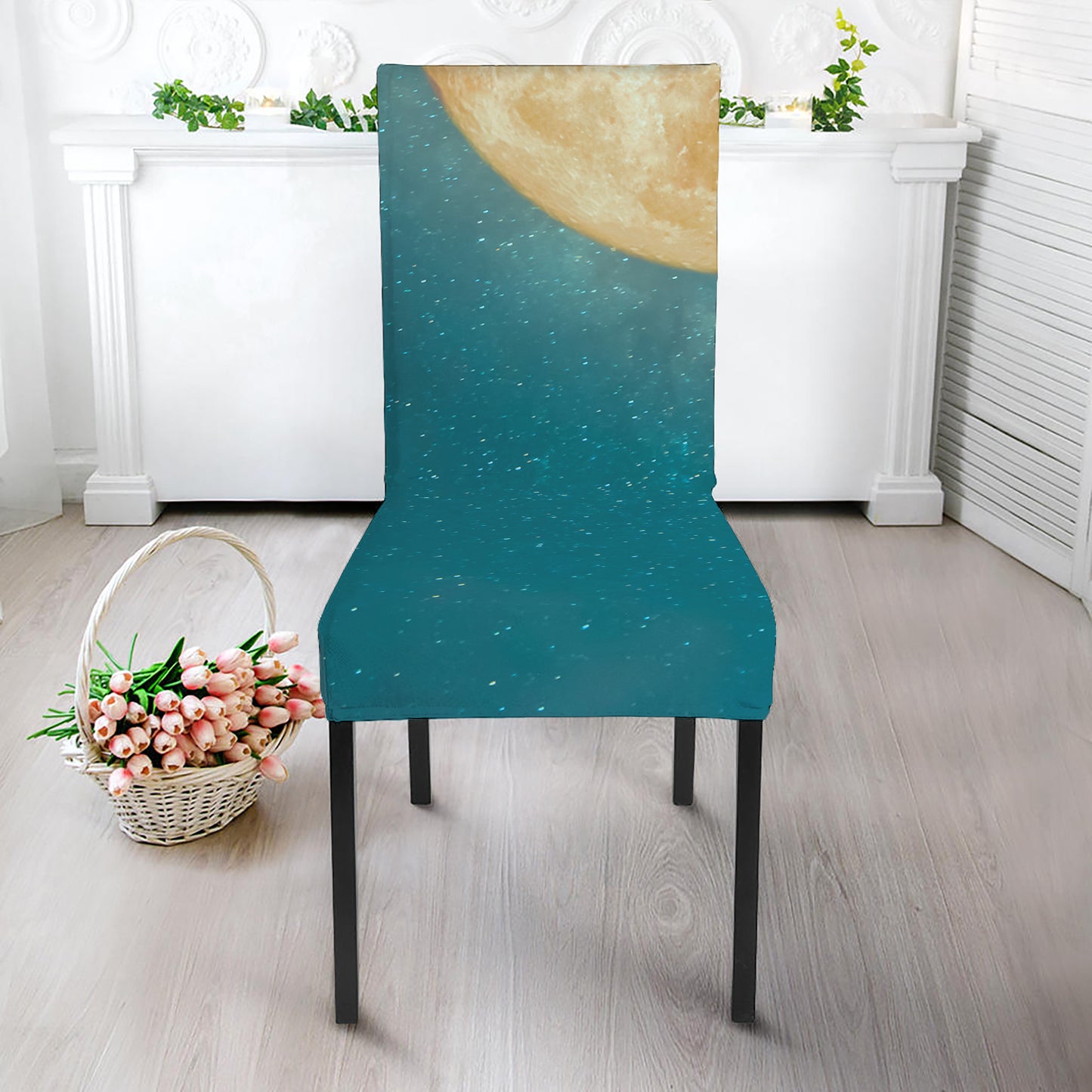 Autumn Full Moon Print Dining Chair Slipcover