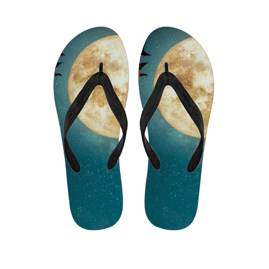 Autumn Full Moon Print Flip Flops