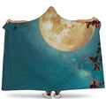 Autumn Full Moon Print Hooded Blanket