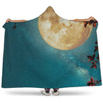 Autumn Full Moon Print Hooded Blanket