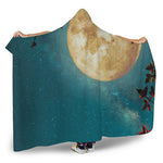 Autumn Full Moon Print Hooded Blanket