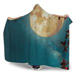 Autumn Full Moon Print Hooded Blanket