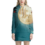 Autumn Full Moon Print Hoodie Dress