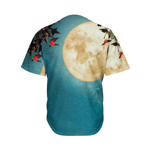 Autumn Full Moon Print Men's Baseball Jersey